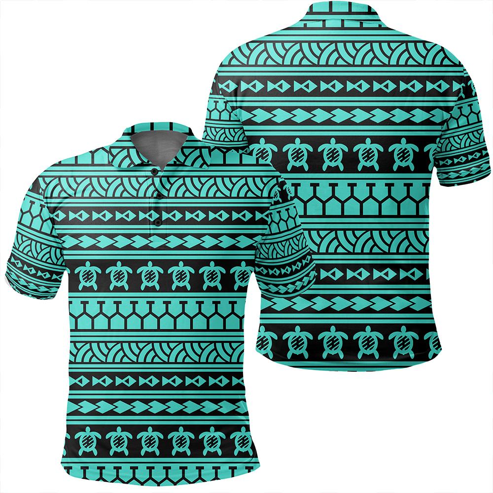 Unisex Polynesian Tattoo Tribal Turquoise Polo Shirt Unisex Art - Polynesian Pride