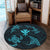 Polynesian Turtle Hammerhead Shark Ray Kanaka Hawaii Round Carpet Circle Blue - AH - Polynesian Pride