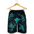 Polynesian Turtle Hammerhead Shark Ray Kanaka Hawaii Men's Shorts Circle Blue - AH - Polynesian Pride