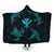 Polynesian Turtle Hammerhead Shark Ray Kanaka Hawaii Hooded Blanket Circle Blue - AH Hooded Blanket White - Polynesian Pride