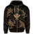 Polynesian Turtle Hammerhead Shark Ray Kanaka Hawaii Zip Hoodie Circle Gold - Polynesian Pride