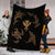 Polynesian Turtle Hammerhead Shark Ray Kanaka Hawaii Premium Blankets Circle Gold - AH - Polynesian Pride