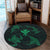 Polynesian Turtle Hammerhead Shark Ray Kanaka Hawaii Round Carpet Circle Green - AH - Polynesian Pride