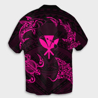 Matching Couple Hawaiian Outfits Dress and Hawaiian Shirt Polynesian Turtle Hammerhead Shark Ray Kanaka Hawaii Circle Pink RLT14 - Polynesian Pride