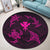 Polynesian Turtle Hammerhead Shark Ray Kanaka Hawaii Round Carpet Circle Pink - AH - Polynesian Pride