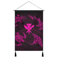 Polynesian Turtle Hammerhead Shark Ray Kanaka Hawaii Hanging Poster Circle Pink - AH Hanging Poster Cotton And Linen - Polynesian Pride