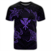 Polynesian Turtle Hammerhead Shark Ray Kanaka Hawaii T Shirt Circle Purple AH - Polynesian Pride