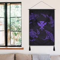 Polynesian Turtle Hammerhead Shark Ray Kanaka Hawaii Hanging Poster Circle Purple - AH - Polynesian Pride
