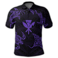 Polynesian Turtle Hammerhead Shark Ray Kanaka Hawaii Polo Shirt Circle Purple - Polynesian Pride