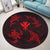 Polynesian Turtle Hammerhead Shark Ray Kanaka Hawaii Round Carpet Circle Red - AH - Polynesian Pride