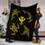 Polynesian Turtle Hammerhead Shark Ray Kanaka Hawaii Premium Blankets Circle Yellow - AH - Polynesian Pride