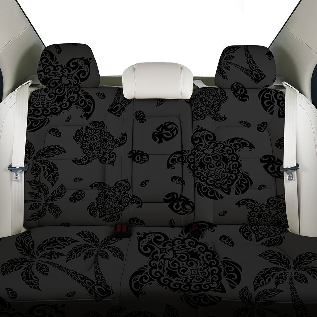 Polynesian Turtle Palm And Sea Pebbles Gray Back Seat Cover - Polynesian Pride