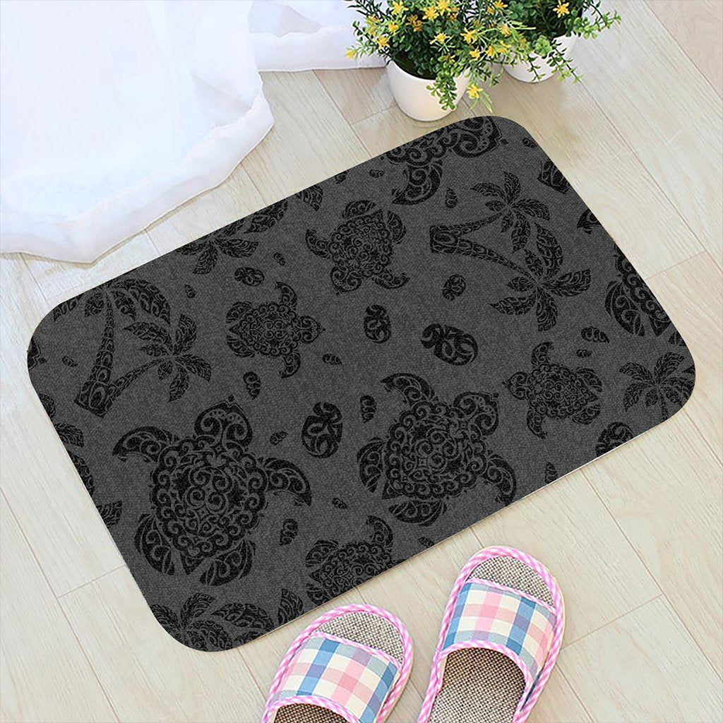 Polynesian Turtle Palm And Sea Pebbles Gray Hawaii Door Mat Door Mat Gray - Polynesian Pride