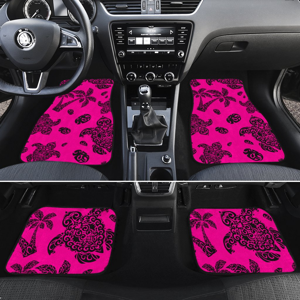 Polynesian Turtle Palm And Sea Pebbles Pink Hawaii Car Floor Mats Pink One Size - Polynesian Pride