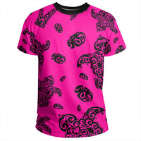 Polynesian Turtle Palm And Sea Pebbles Pink T Shirt - Polynesian Pride