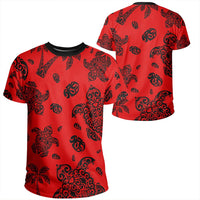 Polynesian Turtle Palm And Sea Pebbles Red T Shirt Unisex Polyester - Polynesian Pride