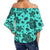 Polynesian Turtle Palm And Sea Pebbles Turquoise Hawaii Women's Off Shoulder Wrap Waist Top - Polynesian Pride