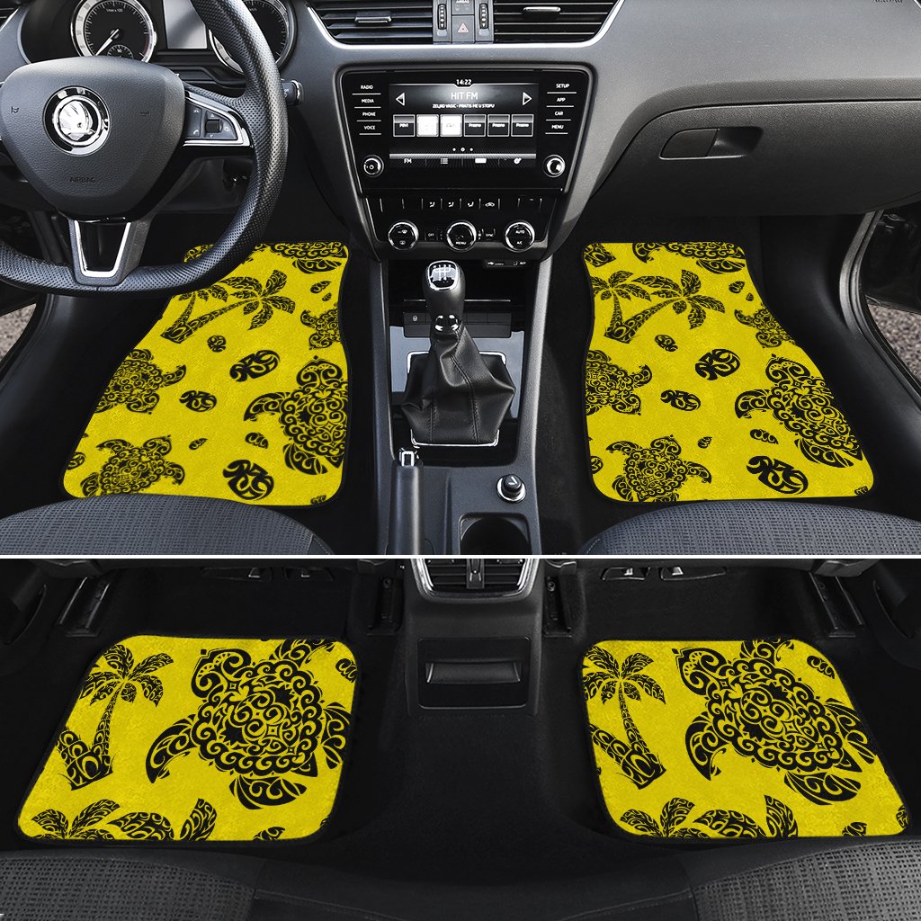 Polynesian Turtle Palm And Sea Pebbles Yellow Hawaii Car Floor Mats Yellow One Size - Polynesian Pride