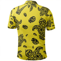 Unisex Polynesian Turtle Palm and Sea Pebbles Yellow Polo Shirt - Polynesian Pride