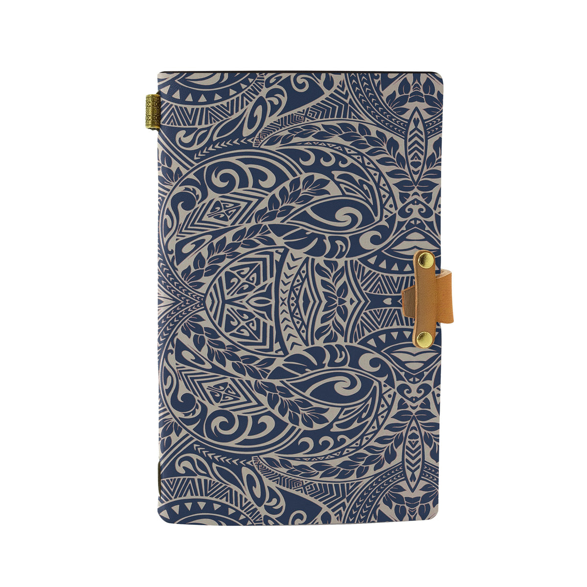 Hawaii Polynesian Culture Blue White Leather Notebook Leather Black - Polynesian Pride