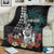 (Custom Personalised) Hawaii Ukulele Mix Hibiscus and Coconut Tree Premium Blanket Aloha Vintage Black Version LT9 White - Polynesian Pride