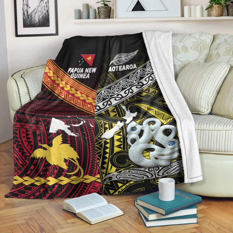 New Zealand And Papua New Guinea Premium Blanket Together - Yellow LT8 White - Polynesian Pride