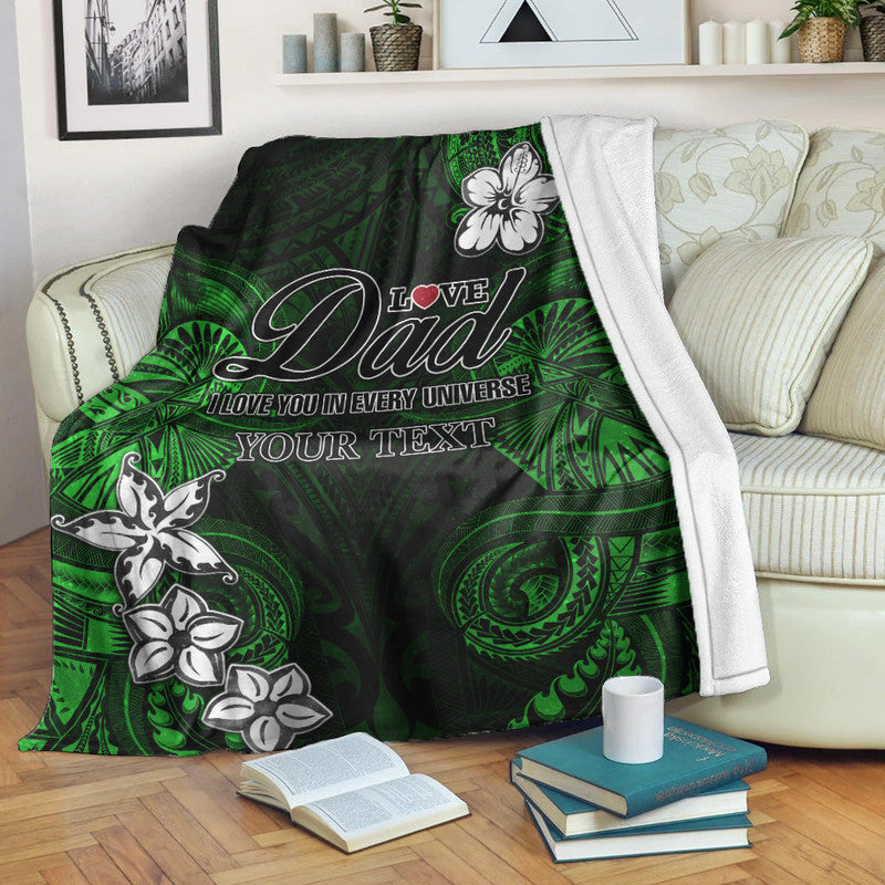 (Custom Personalised) Polynesian Fathers Day Premium Blanket I Love You In Every Universe - Green LT8 White - Polynesian Pride