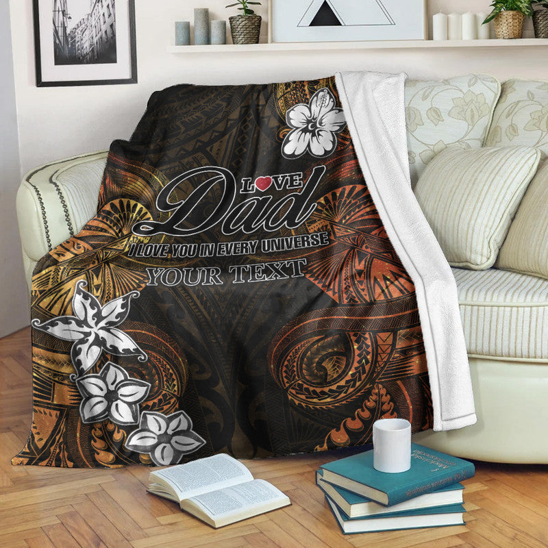 (Custom Personalised) Polynesian Fathers Day Premium Blanket I Love You In Every Universe - Gold LT8 White - Polynesian Pride