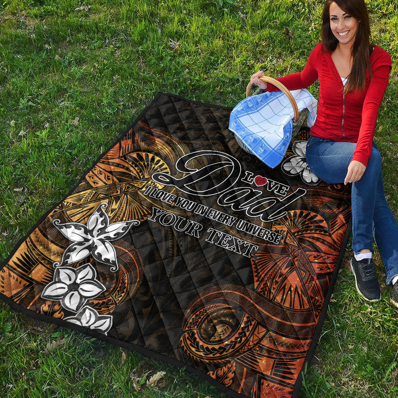 (Custom Personalised) Polynesian Fathers Day Premium Quilt I Love You In Every Universe - Gold LT8 - Polynesian Pride