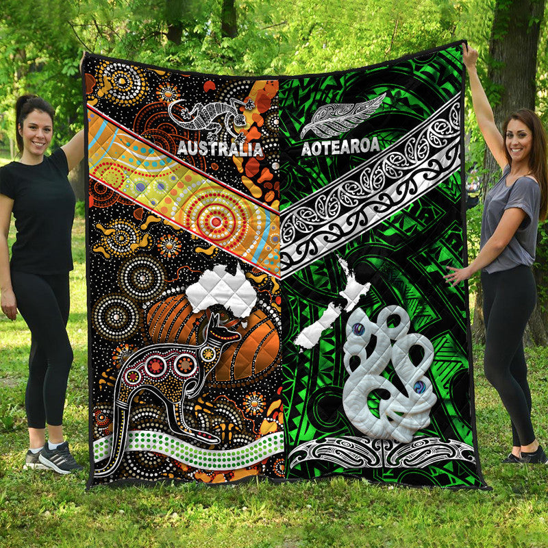 New Zealand Maori Aotearoa And Australia Aboriginal Premium Quilt Together - Green LT8 Green - Polynesian Pride