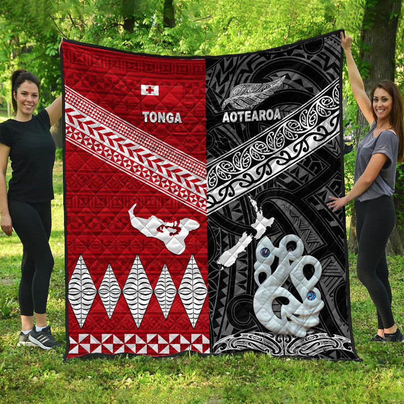 New Zealand And Tonga Premium Quilt Together - Black LT8 Black - Polynesian Pride