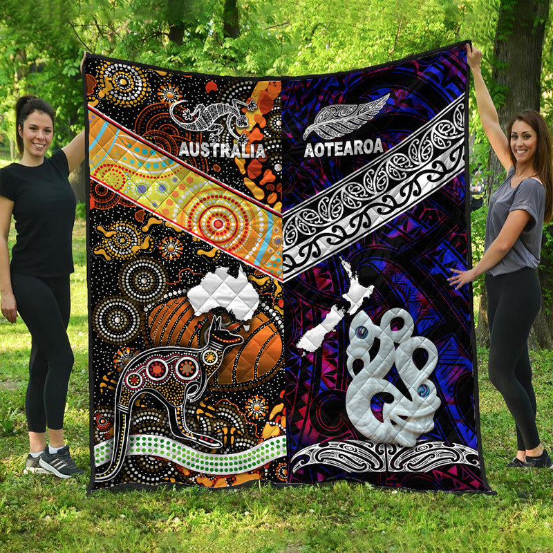 New Zealand Maori Aotearoa And Australia Aboriginal Premium Quilt Together - Purple LT8 Purple - Polynesian Pride