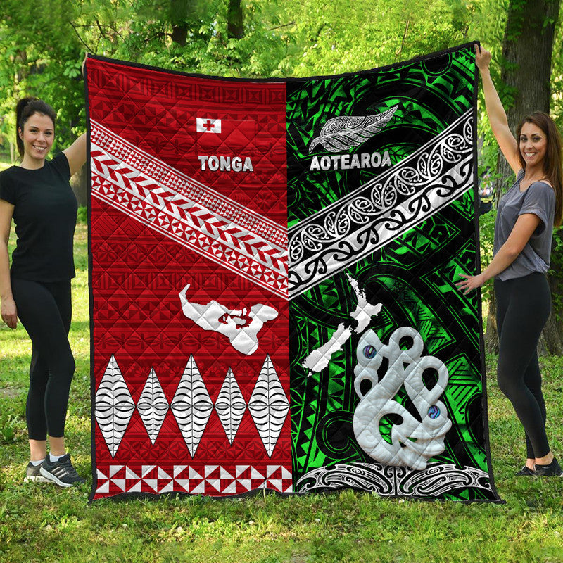 New Zealand And Tonga Premium Quilt Together - Green LT8 Green - Polynesian Pride