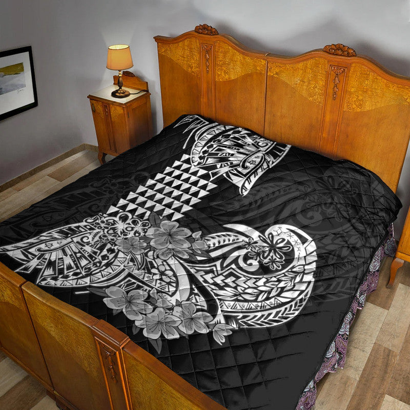 Hawaii Kakau Premium Quilt Polynesian Floral Tribal Black Version LT9 Black - Polynesian Pride