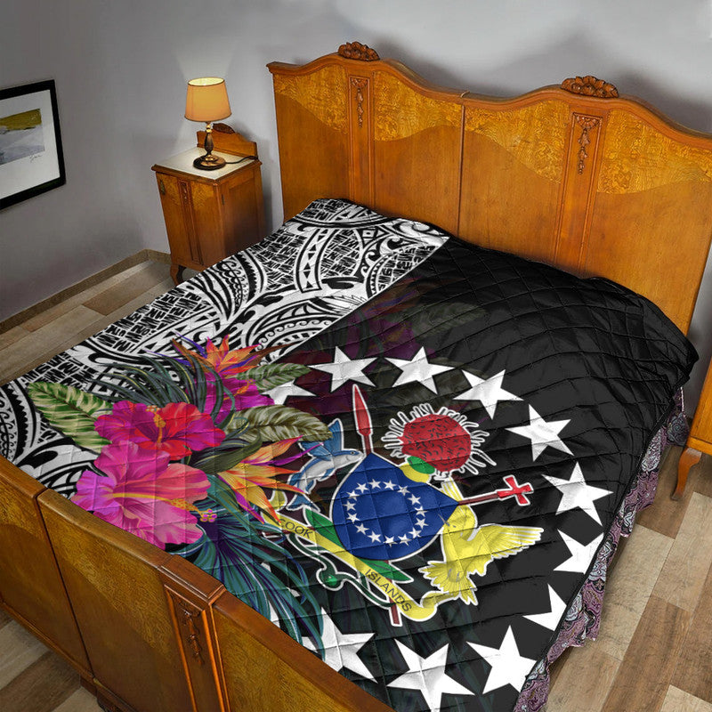 Cook Island Premium Quilt Tribal Polynesian and Tropical Flowers LT9 Green - Polynesian Pride