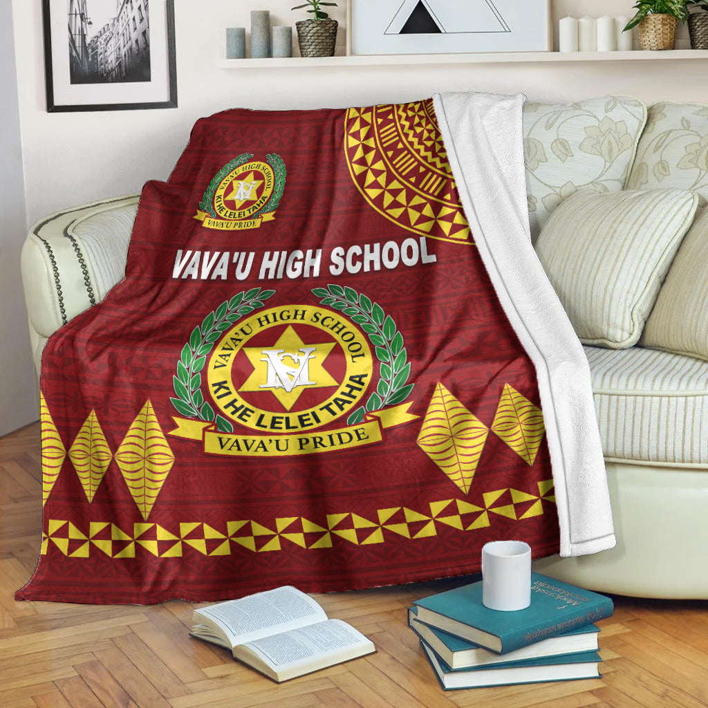 Tonga Vava'u High School Premium Blanket Simple Style - Maroon LT8 White - Polynesian Pride