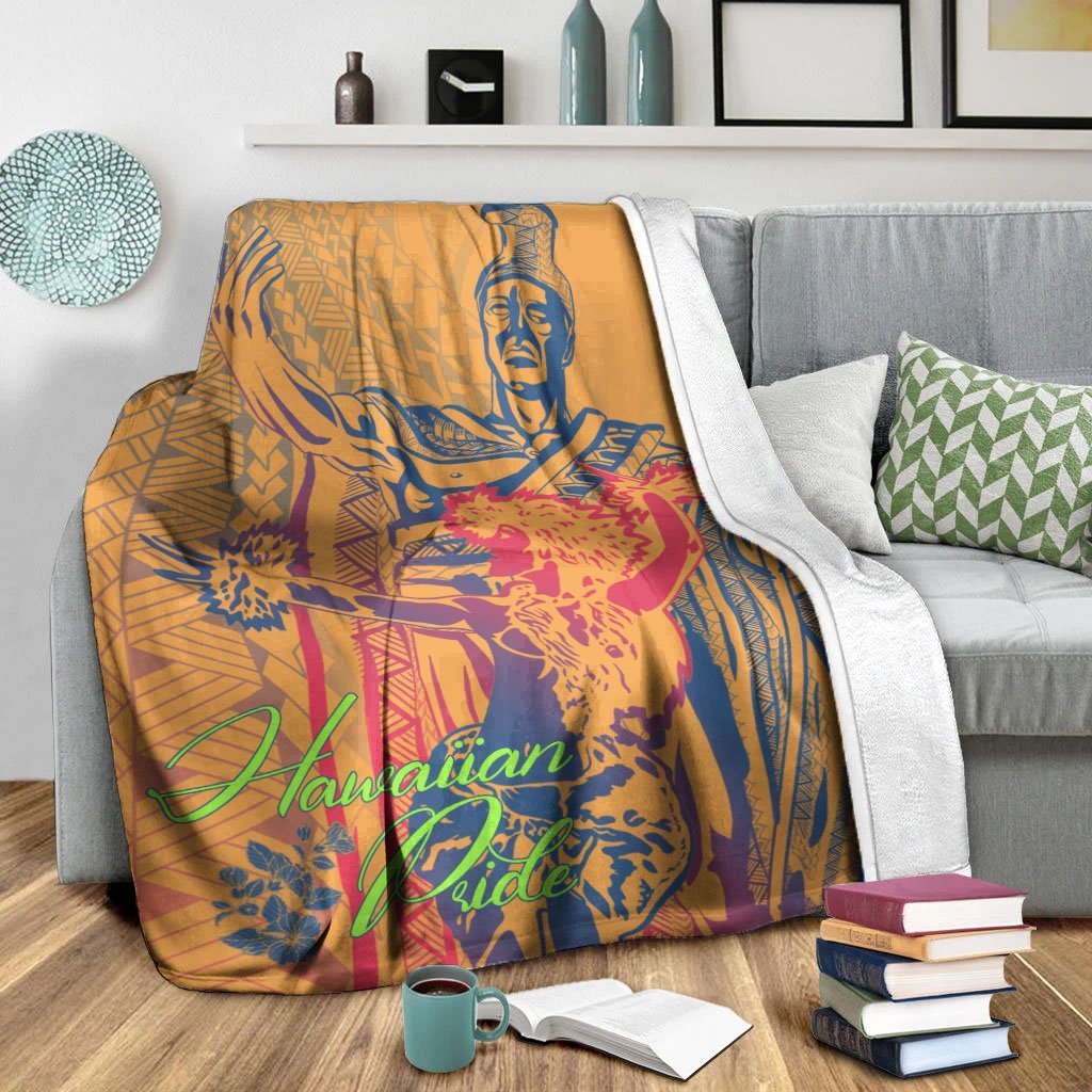 Hawaii Premium Blanket - King Of Hawaii With Hawaiian Girls - Polynesian Pride