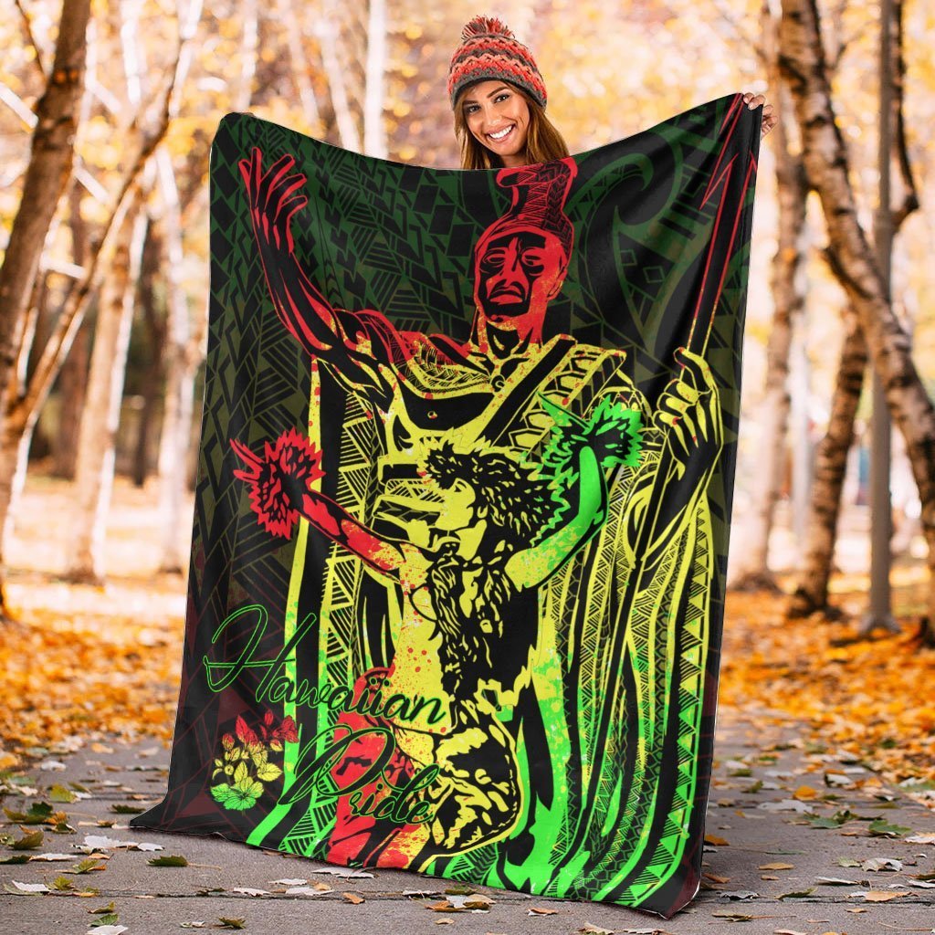 Hawaii Premium Blanket - King Of Hawaii With Hawaiian Girls Reggae Version - Polynesian Pride