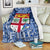 Fiji Premium Blanket Tapa Patterns White And Blue Style LT6 White - Polynesian Pride