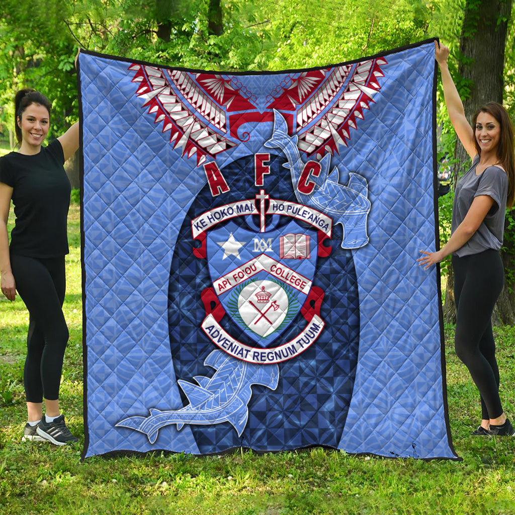 Tonga Apifo'ou College Premium Quilt Special Style LT16 Blue - Polynesian Pride