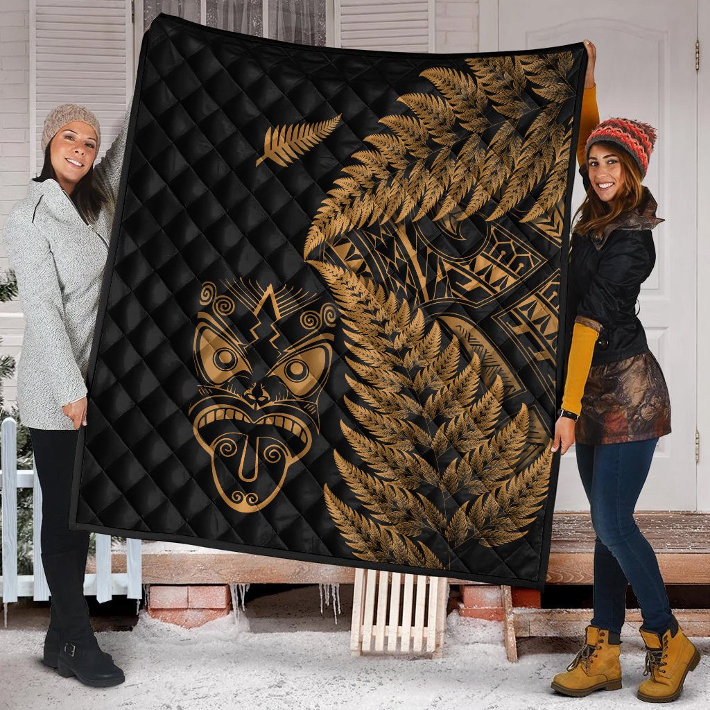 New Zealand Haka Rugby Maori Premium Quilt Silver Fern Vibes - Gold LT8 - Polynesian Pride