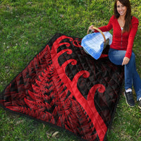 New Zealand Rugby Maori Premium Quilt Silver Fern Koru Vibes - Red LT8 - Polynesian Pride