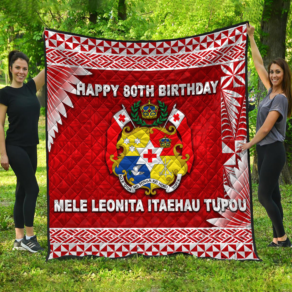 (MELE LEONITA ITAEHAU TUPOU) Tonga Coat Of Arms Premium Quilt Simplified Version - Red LT8 - Polynesian Pride