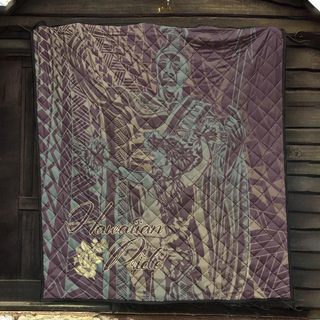 Hawaii Premium Quilt - King Of Hawaii With Hawaiian Girls Brown Version - Polynesian Pride