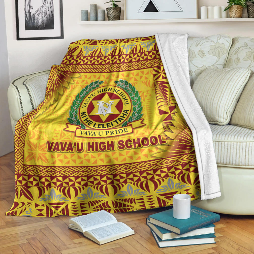 Tonga Vava'u High School Premium Blanket Simplified Version - Gold LT8 White - Polynesian Pride