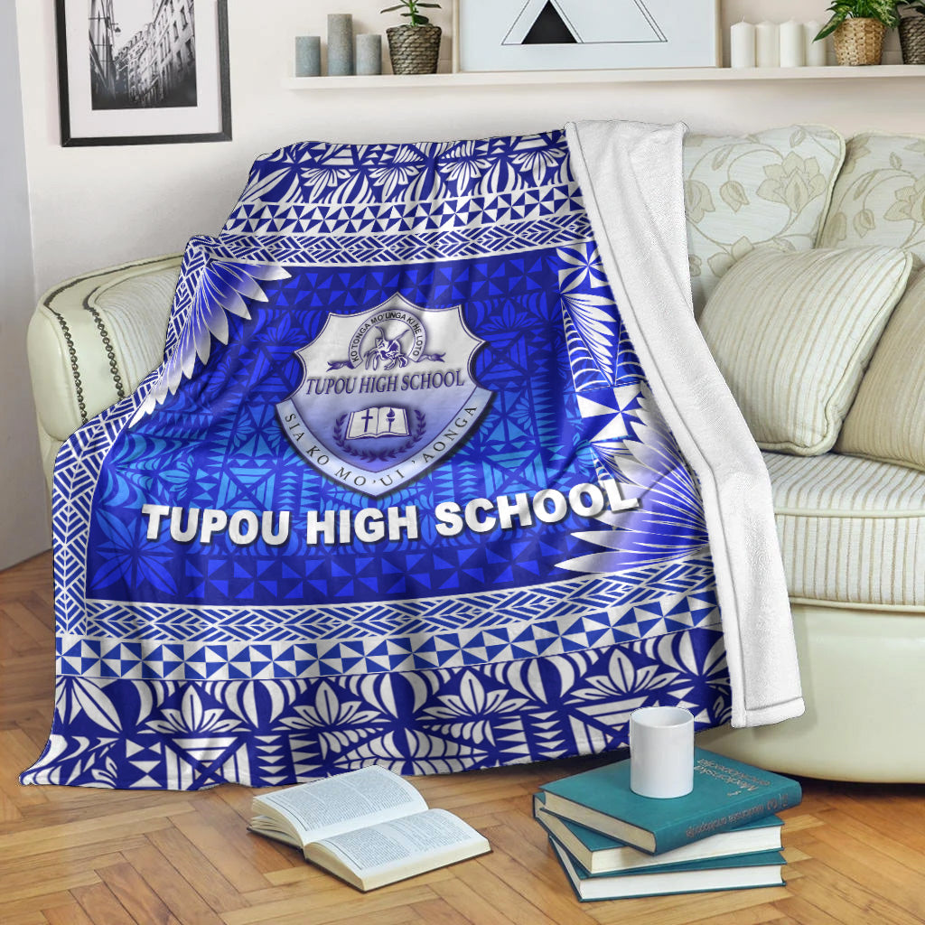 Tonga Tupou High School Premium Blanket Simplified Version LT8 White - Polynesian Pride