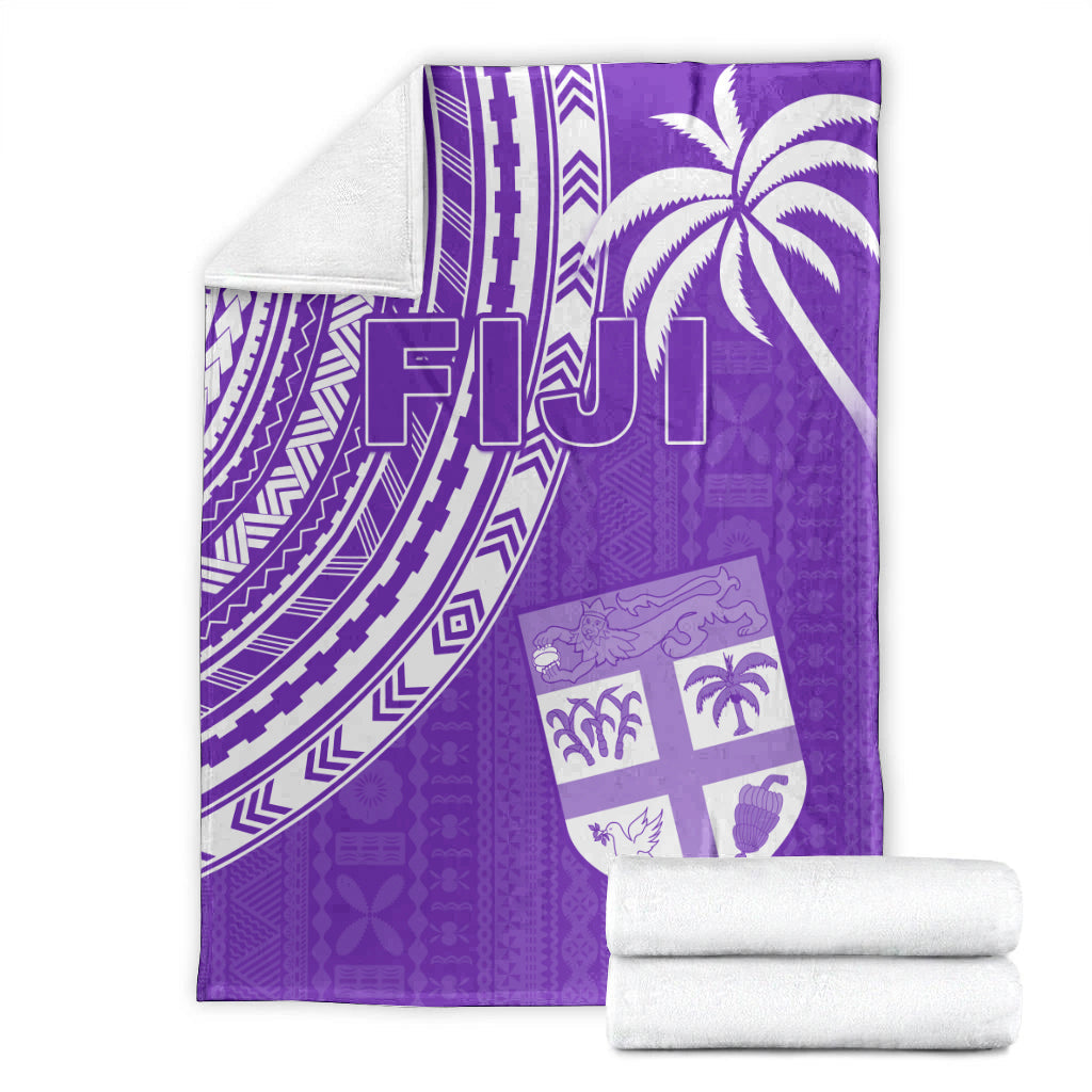 Fiji Rugby Sevens Premium Blanket Fijian 7s Tapa Polynesian Purple LT13 White - Polynesian Pride