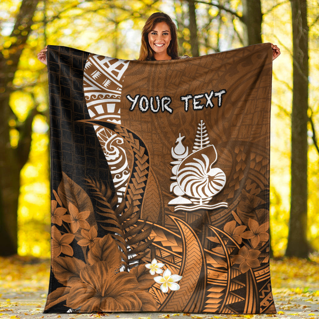 (Custom Personalised) New Caledonia Premium Blanket Nautilus Gold Polynesian Hibiscus LT13 White - Polynesian Pride