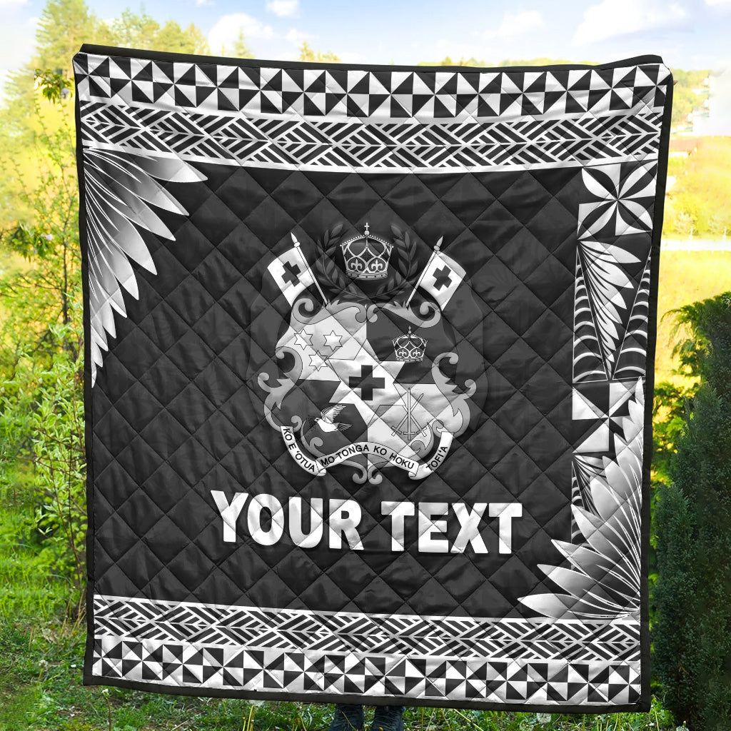 (Custom Personalised) Tonga Coat Of Arms Premium Quilt Simplified Version - Black LT8 - Polynesian Pride