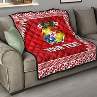 (Custom Personalised) Tonga Coat Of Arms Premium Quilt Simplified Version - Red LT8 - Polynesian Pride